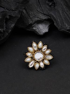 Adjustable kundan cocktail ring 4