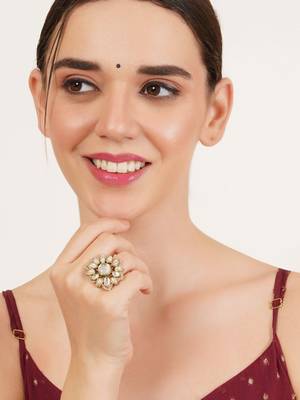 Adjustable kundan cocktail ring 3