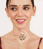 Adjustable kundan cocktail ring