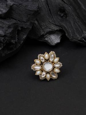 Adjustable kundan cocktail ring 4