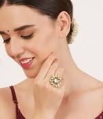 Adjustable kundan cocktail ring