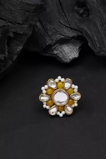 Beaded bloom adjustable ring