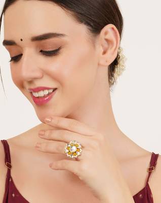 Beaded bloom adjustable ring 1