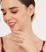 Beaded bloom adjustable ring