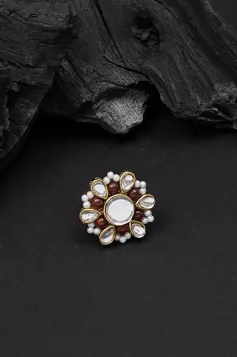 Beaded bloom adjustable ring