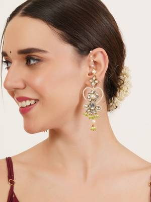 Heart shaped beaded kanauti earrings 3