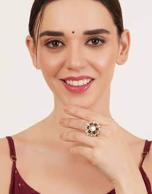 Beaded bloom adjustable ring 1