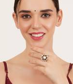 Beaded bloom adjustable ring