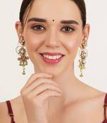 Heart shaped beaded kanauti earrings