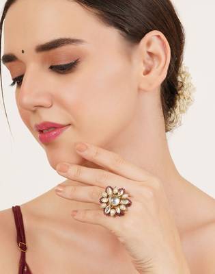 Adjustable kundan cocktail ring 3