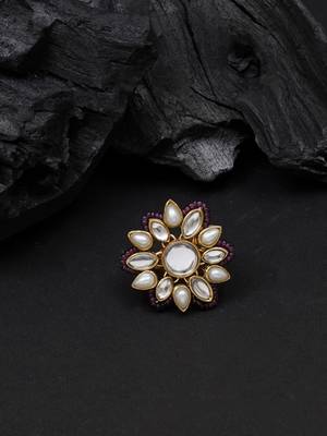 Adjustable kundan cocktail ring 4