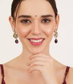 Regal kundan & pearl drop pink earrings