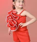 Red plain faux polyester dress