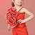 Red plain faux polyester dress
