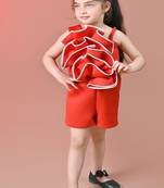 Red plain faux polyester dress