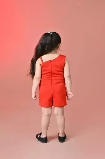Red plain faux polyester dress