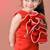 Red plain faux polyester dress