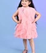 Peach plain net dress