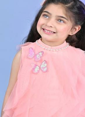 Peach plain net dress 4
