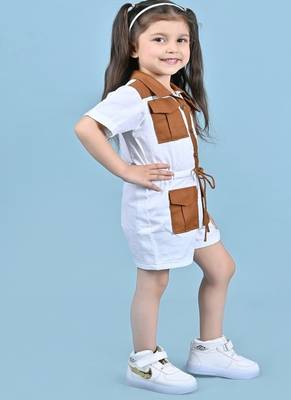 White plain blended cotton jumpsuit 2