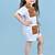 White plain blended cotton jumpsuit