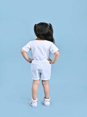 White plain blended cotton jumpsuit 3