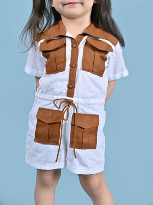 White plain blended cotton jumpsuit 4