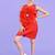 Red embroidered faux polyester dress