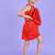 Red embroidered faux polyester dress