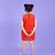 Red embroidered faux polyester dress