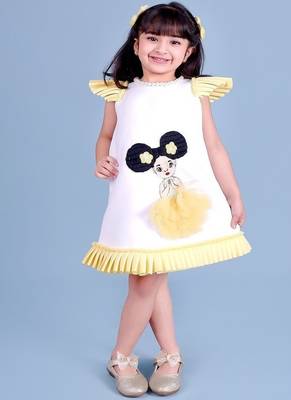 White embroidered faux polyester dress 1