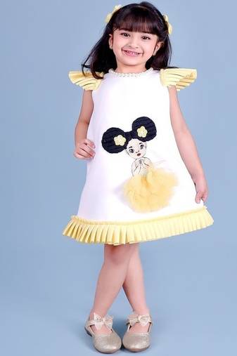 White embroidered faux polyester dress