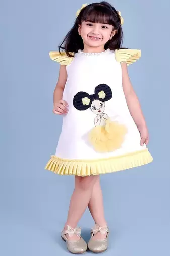 White embroidered faux polyester dress