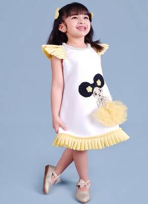 White embroidered faux polyester dress 2