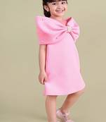 Pink plain faux polyester dress