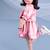 Pink embroidered satin dress paired with jacket