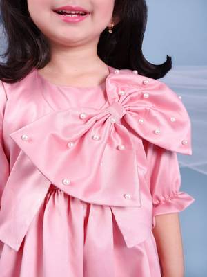 Pink embroidered satin dress paired with jacket 3
