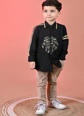 Black embroidered cotton shirt 1