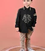 Black embroidered cotton shirt