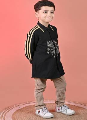 Black embroidered cotton shirt 2