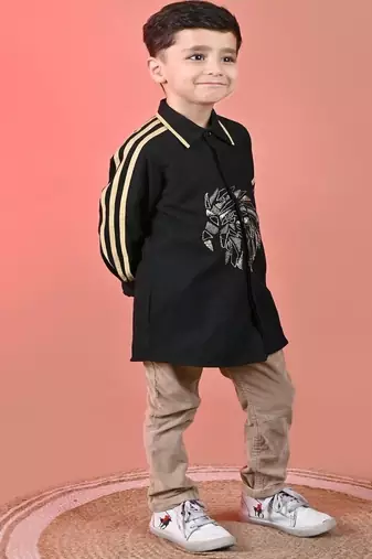 Black embroidered cotton shirt
