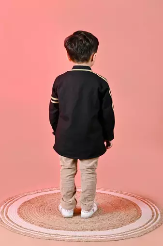 Black embroidered cotton shirt