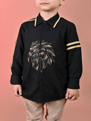 Black embroidered cotton shirt 4