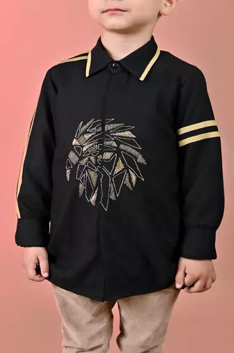 Black embroidered cotton shirt