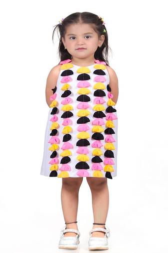Multicolor embroidered faux polyester dress