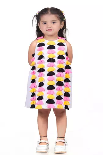 Multicolor embroidered faux polyester dress