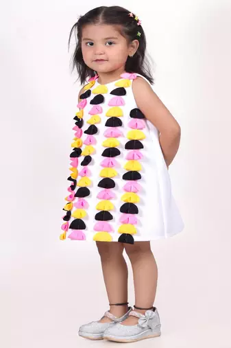 Multicolor embroidered faux polyester dress