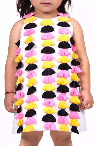 Multicolor embroidered faux polyester dress