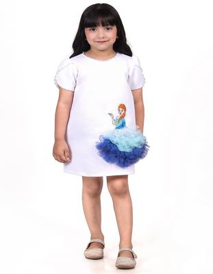 White embroidered faux polyester dress 1