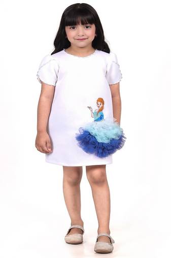 White embroidered faux polyester dress